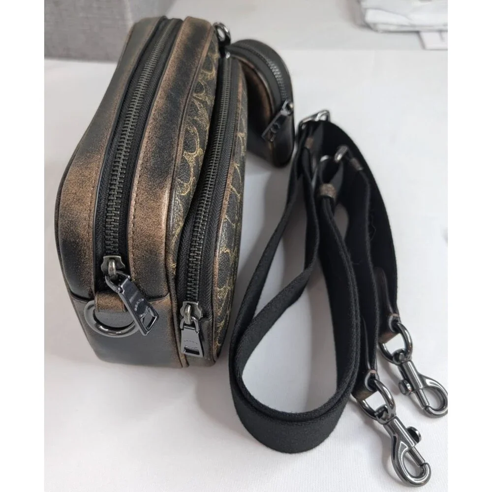 Coach Finlay Unisex Crossbody - Loved Leather/Signature Canvas/Gunmetal, NWT